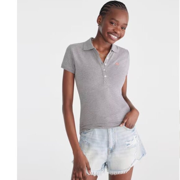 Aeropostale Women's Medium Heather Grey A87 Piqué Polo - Size Small - Picture 10 of 13